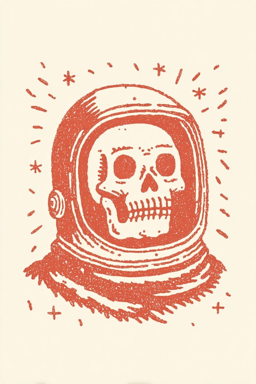 Astronaut Skull Illustration Poster. poster detail