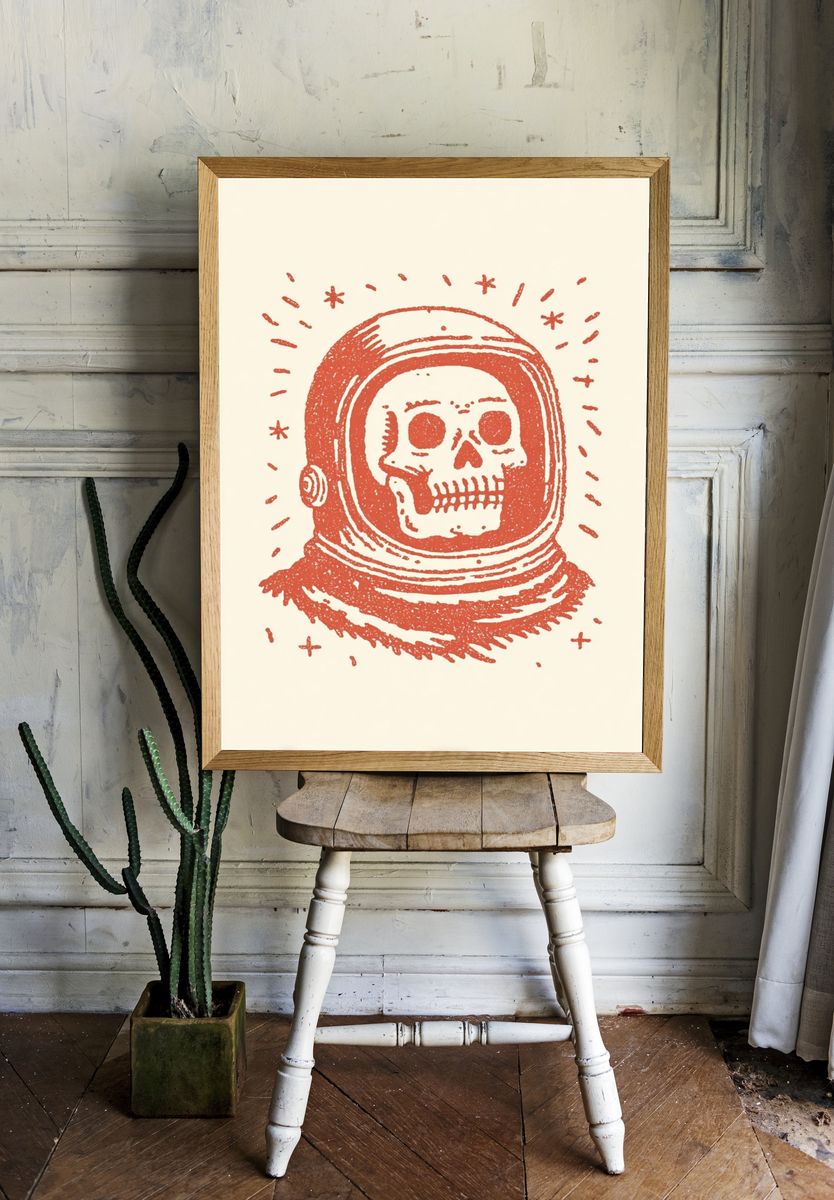 Astronaut Skull Illustration Poster. room preview