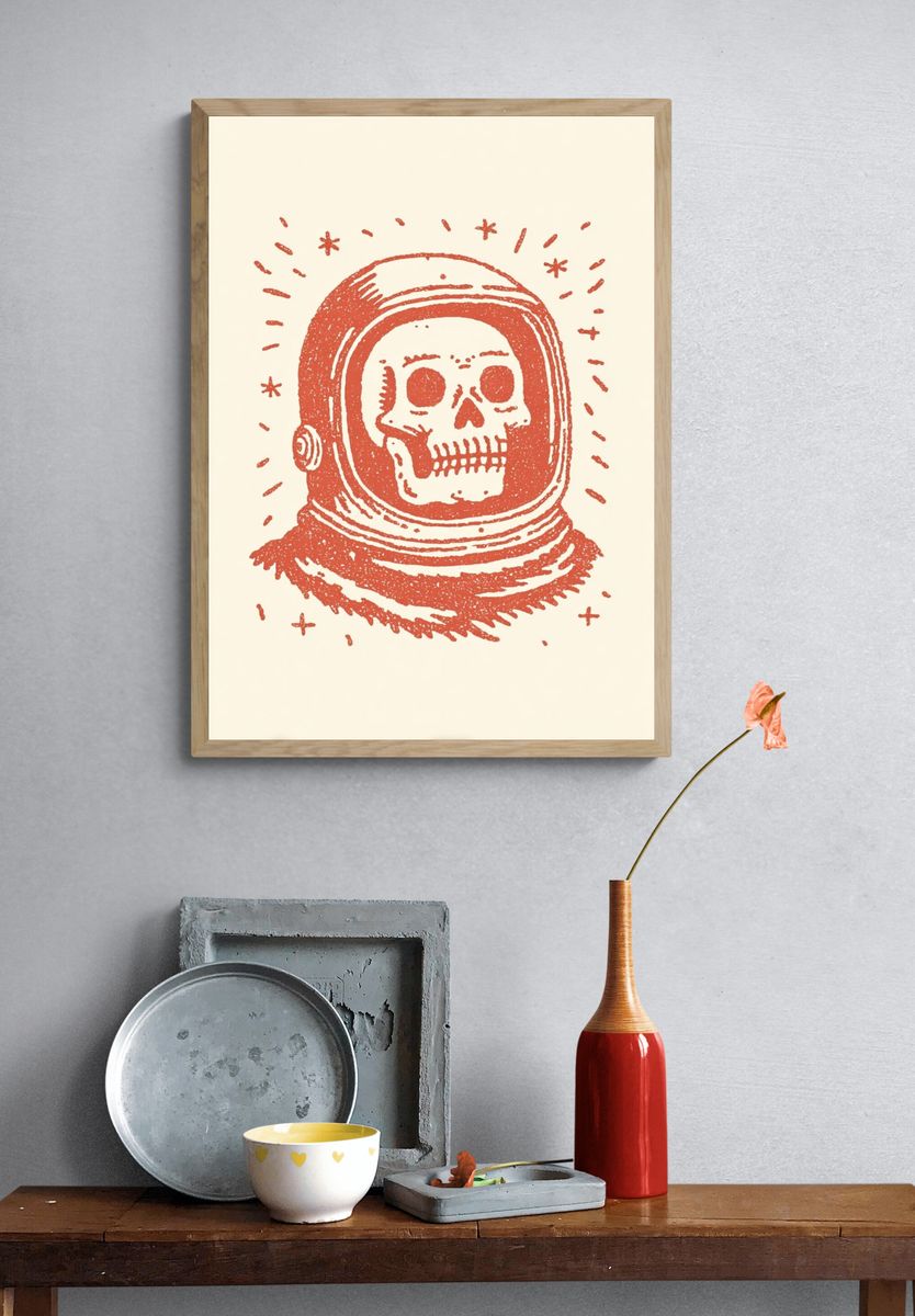 Astronaut Skull Illustration Poster. — room view 3