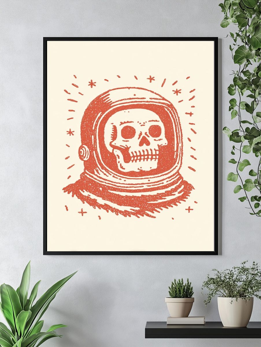 Astronaut Skull Illustration Poster. — room view 4