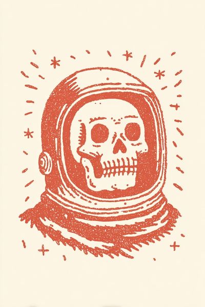 Astronaut Skull Illustration Poster.