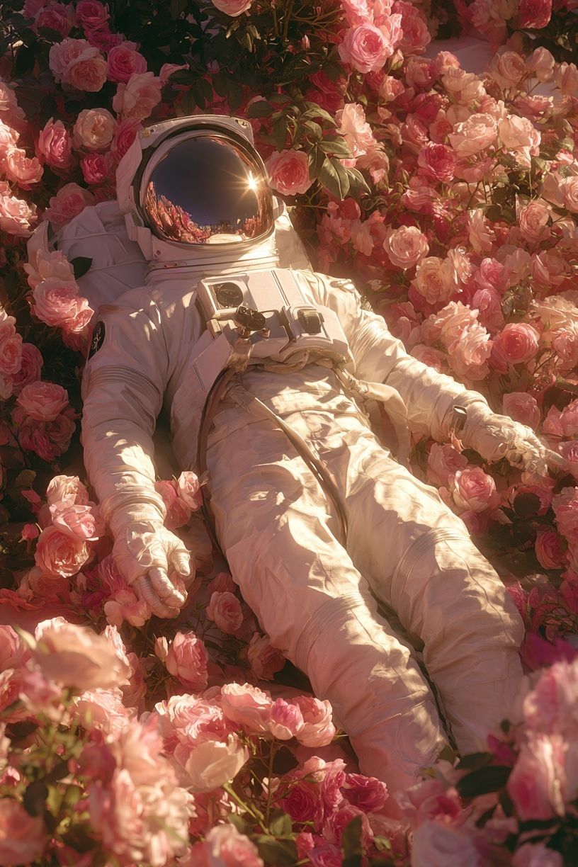 Astronaut in Roses Surrealism Poster. poster — illustration art