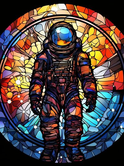 Astronaut Stained Glass Poster.