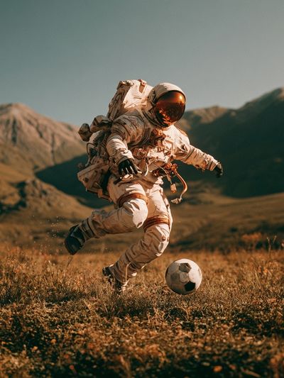 Astronaut Soccer Photography Poster.