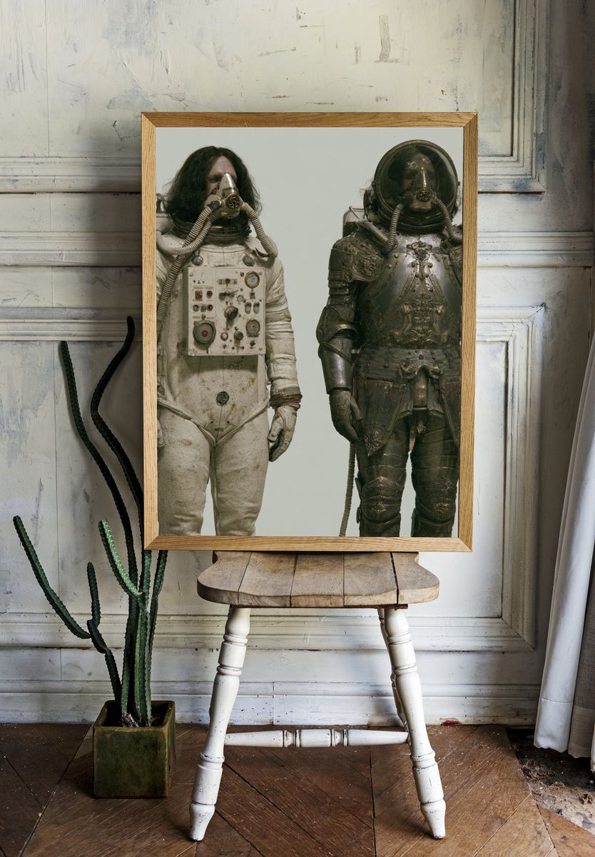 Dual Astronaut Portrait Print. room preview