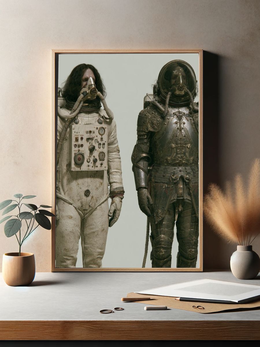 Dual Astronaut Portrait Print. — room view 2