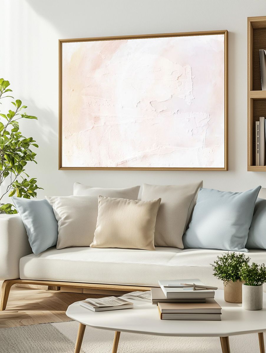 Beige brush paint textured background. — room view 2