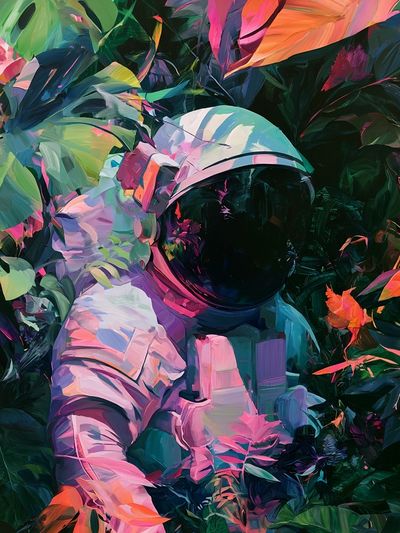 Astronaut Jungle Digital-Art Poster. poster