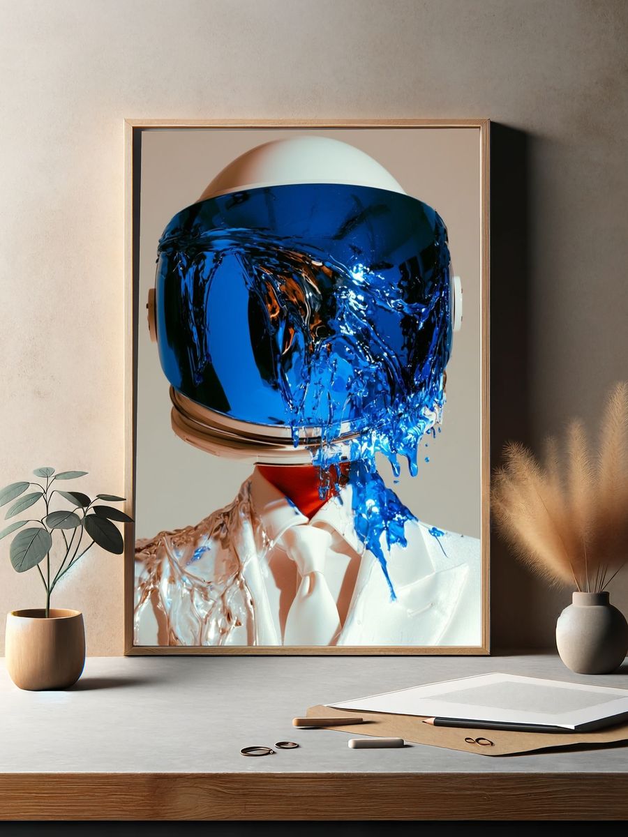 Astronaut Helmet Surrealism Print. — room view 2