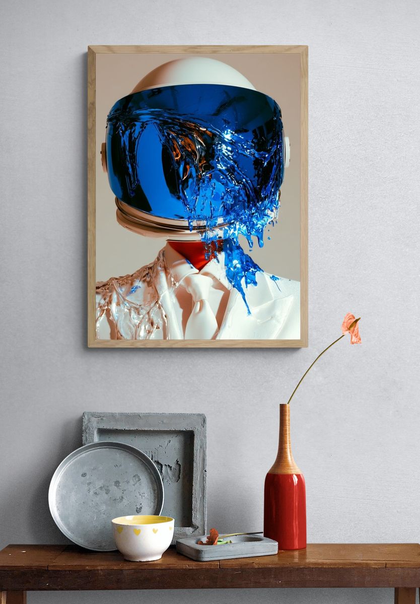 Astronaut Helmet Surrealism Print. — room view 3