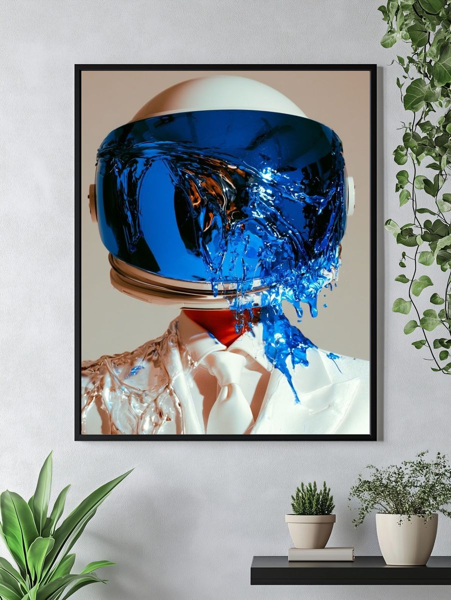 Astronaut Helmet Surrealism Print. — room view 4