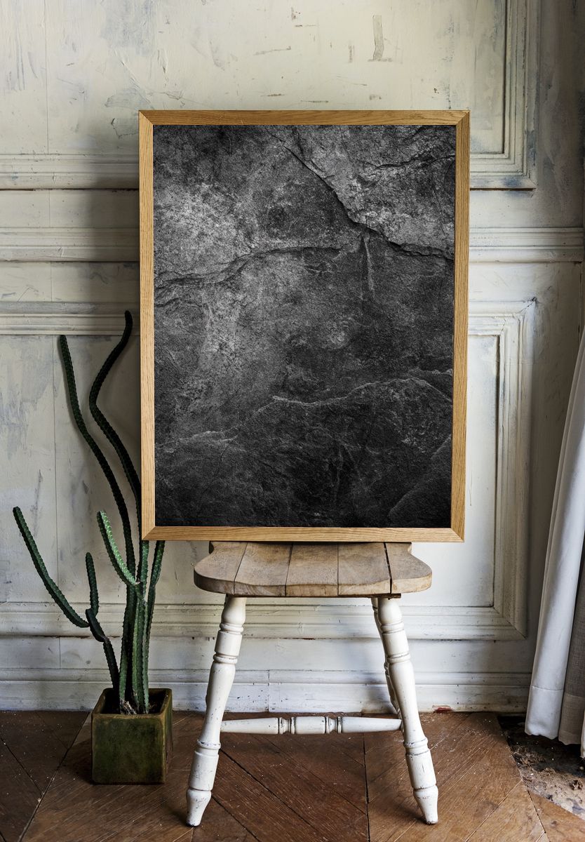 Monochrome Stone Texture Poster. — room view 1