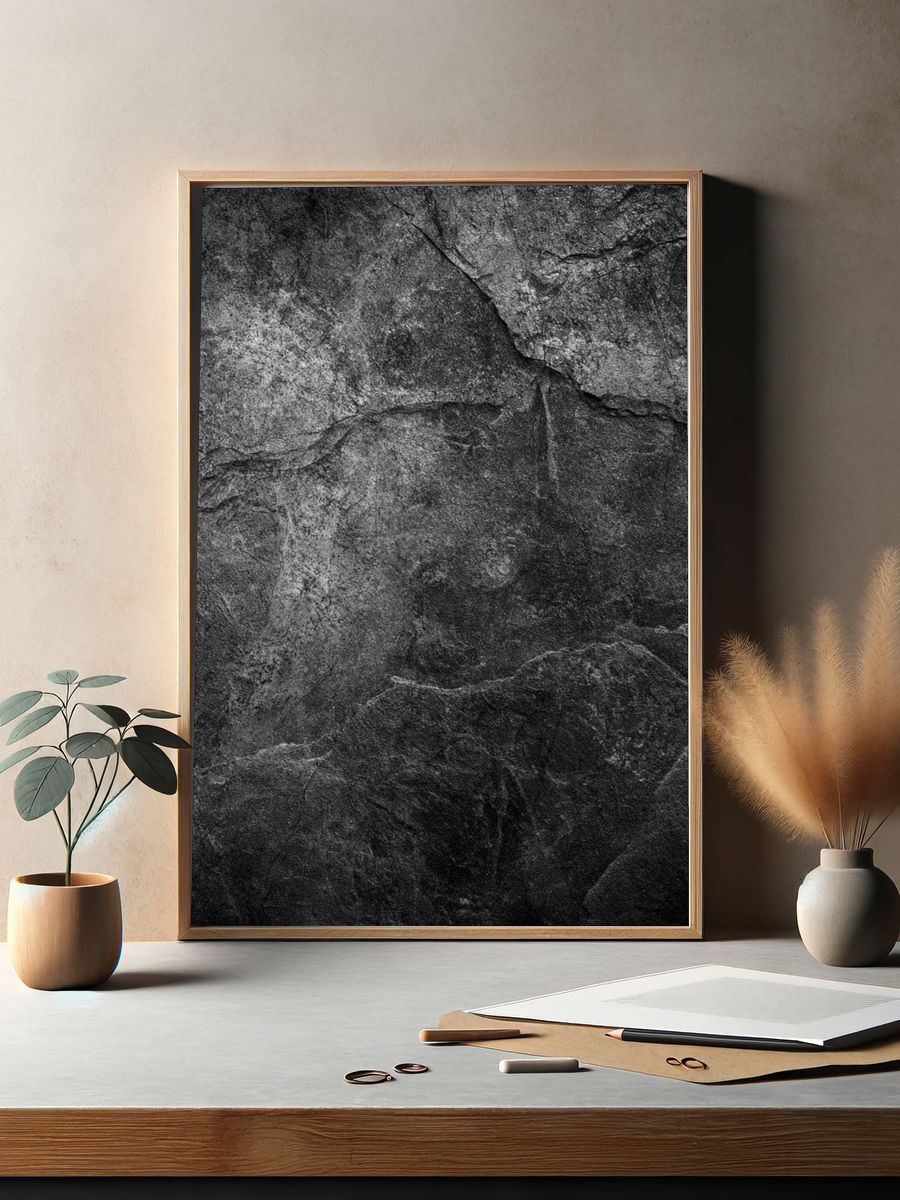 Monochrome Stone Texture Poster. — room view 2