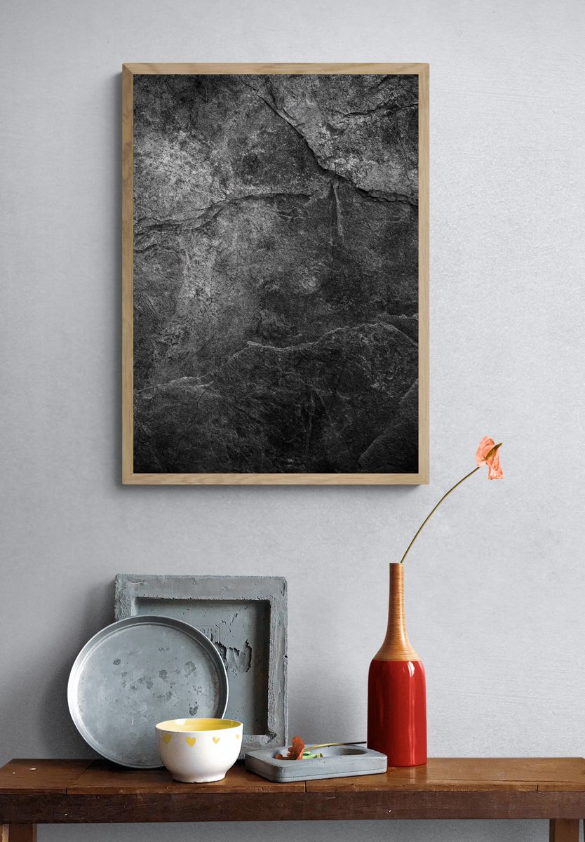 Monochrome Stone Texture Poster. — room view 3