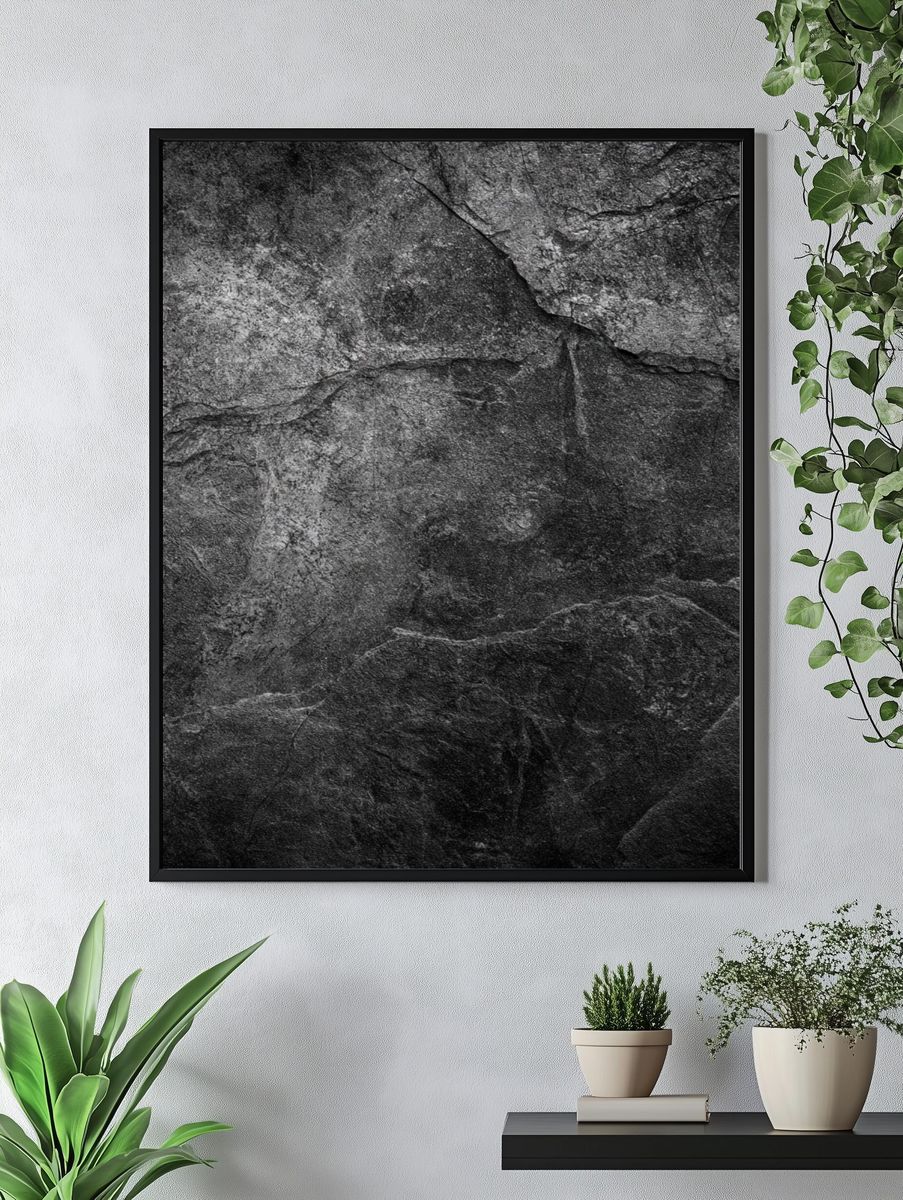 Monochrome Stone Texture Poster. — room view 4