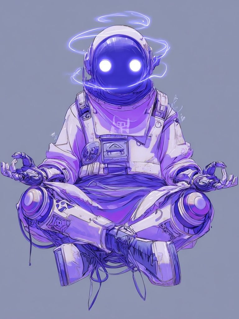 Meditating Astronaut Digital Art Poster. poster — illustration art