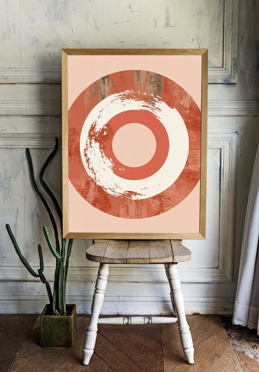 Terracotta Target Abstract Poster. — room view 1