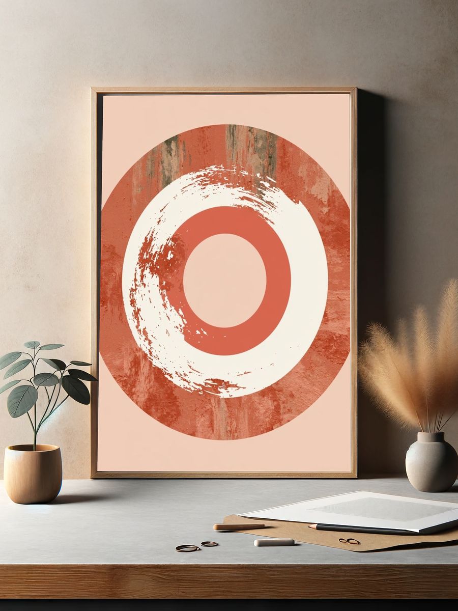 Terracotta Target Abstract Poster. — room view 2