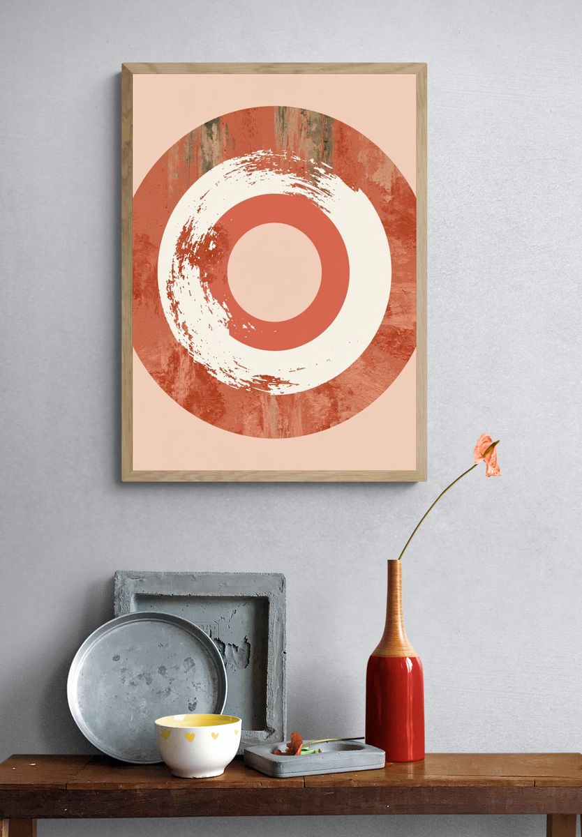 Terracotta Target Abstract Poster. — room view 3