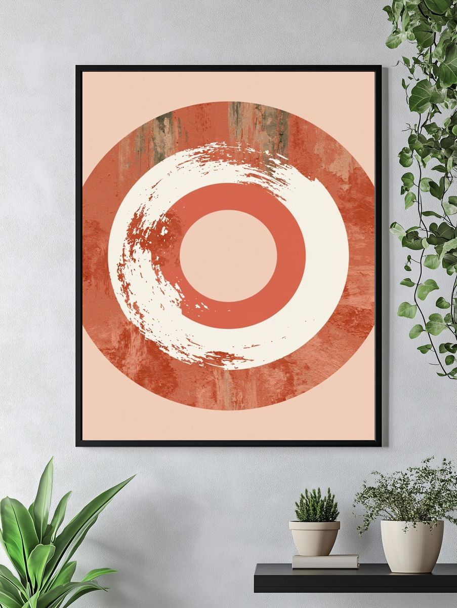 Terracotta Target Abstract Poster. — room view 4