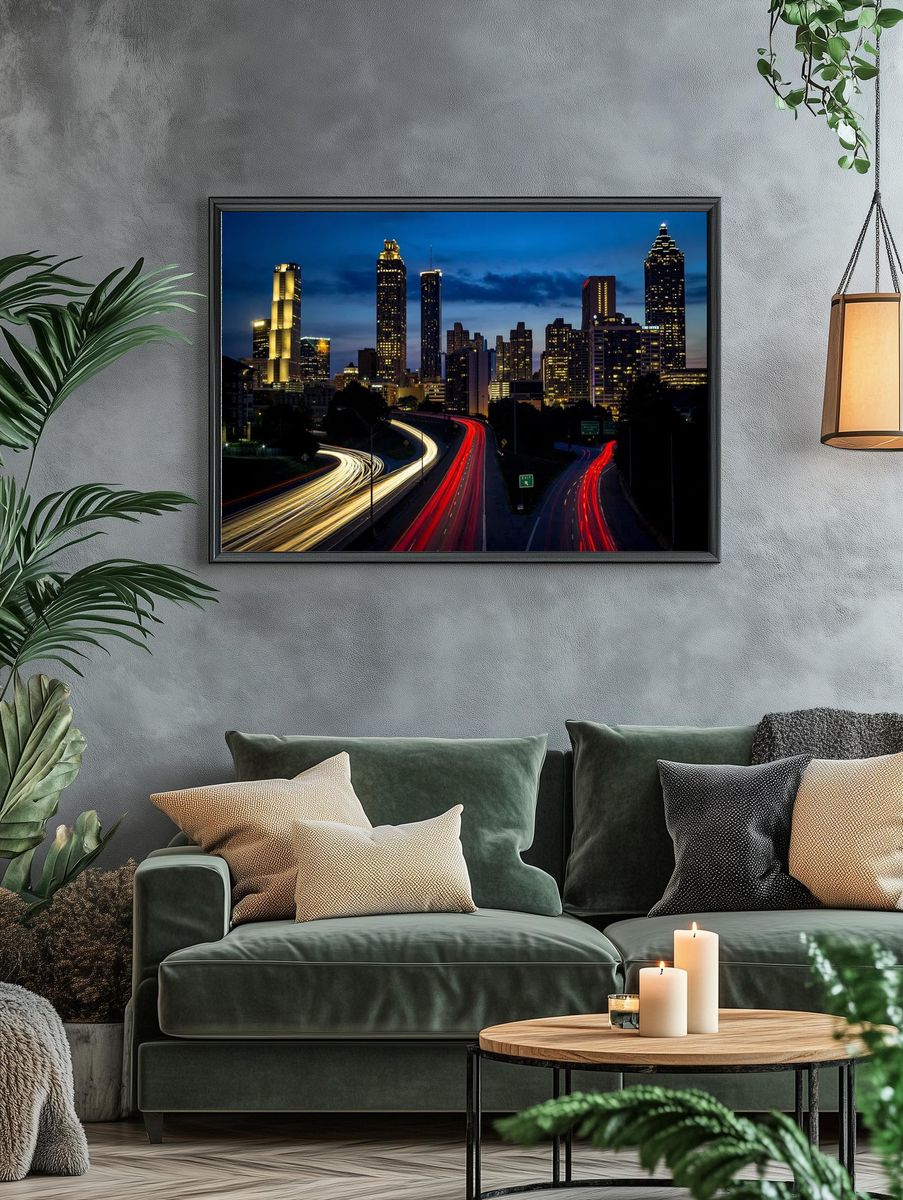 Atlanta Skyline Night Photography Poster. — room view 4