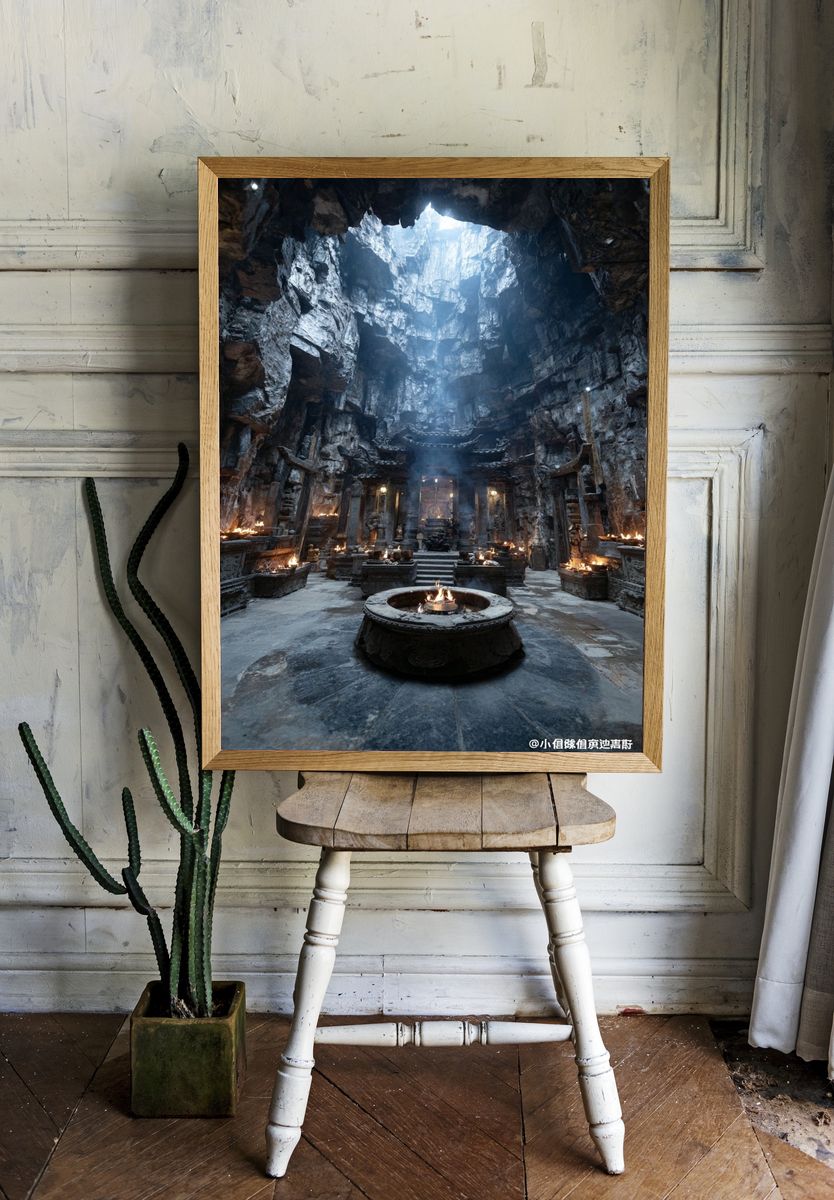 Ancient Temple Interior — Photography Print. — room view 1