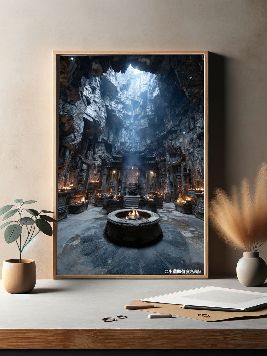 Ancient Temple Interior — Photography Print. — room view 2