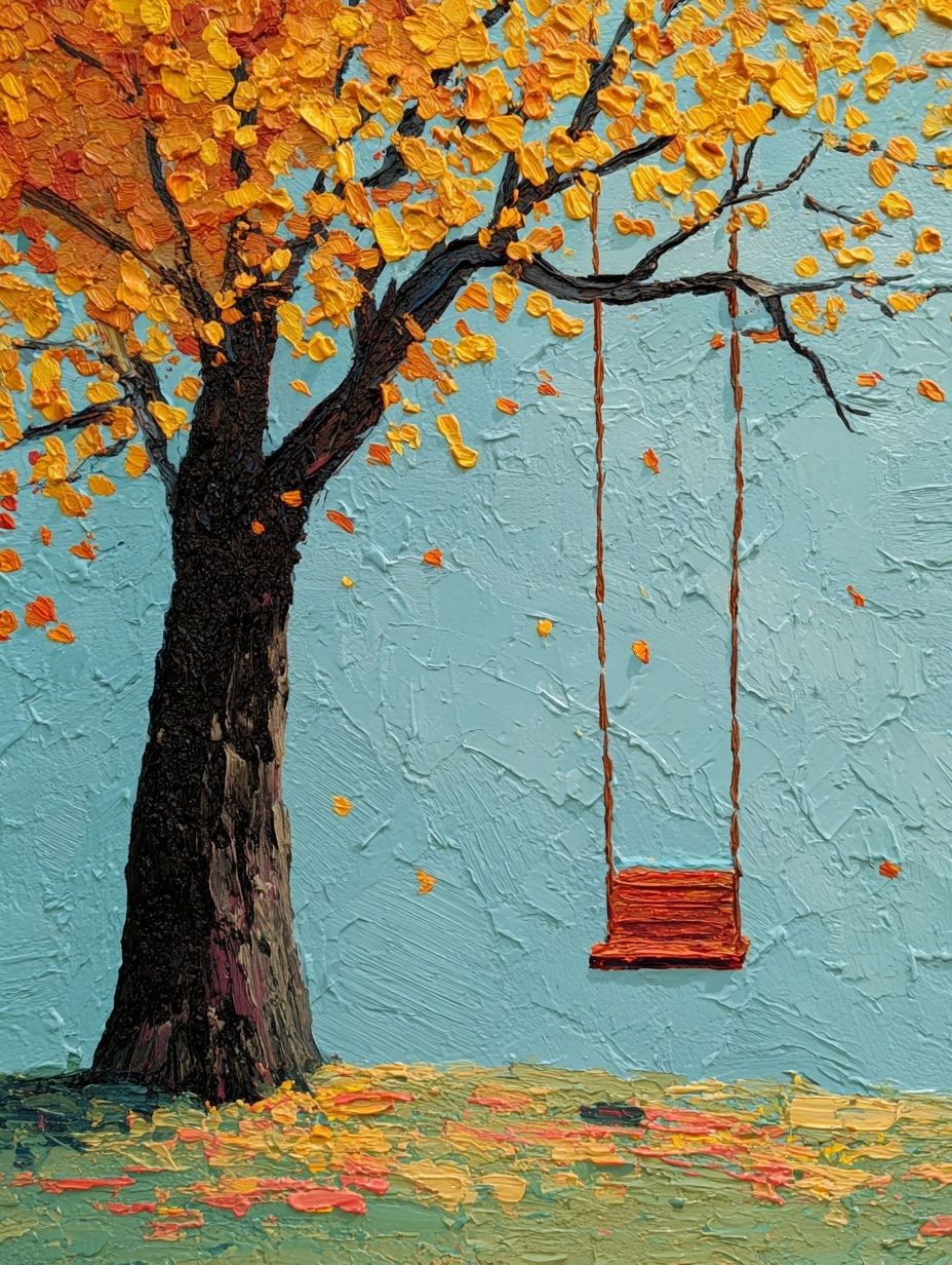 Autumn Tree with Swing — Fine Art Print. poster — fine-art art