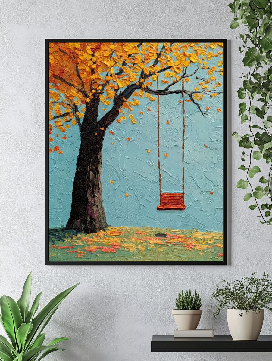 Autumn Tree with Swing — Fine Art Print. — room view 4