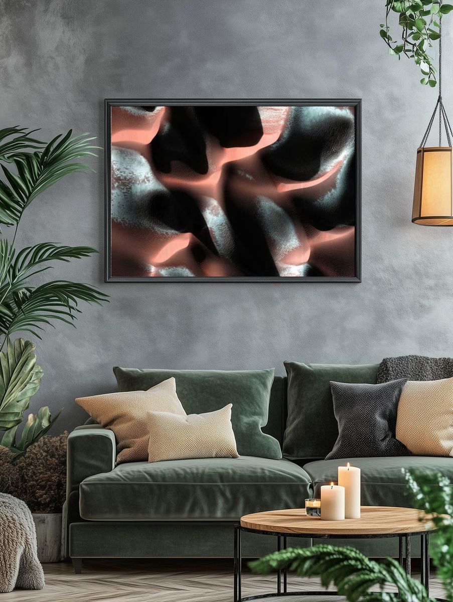 Abstract Textured Waves Poster. — room view 4