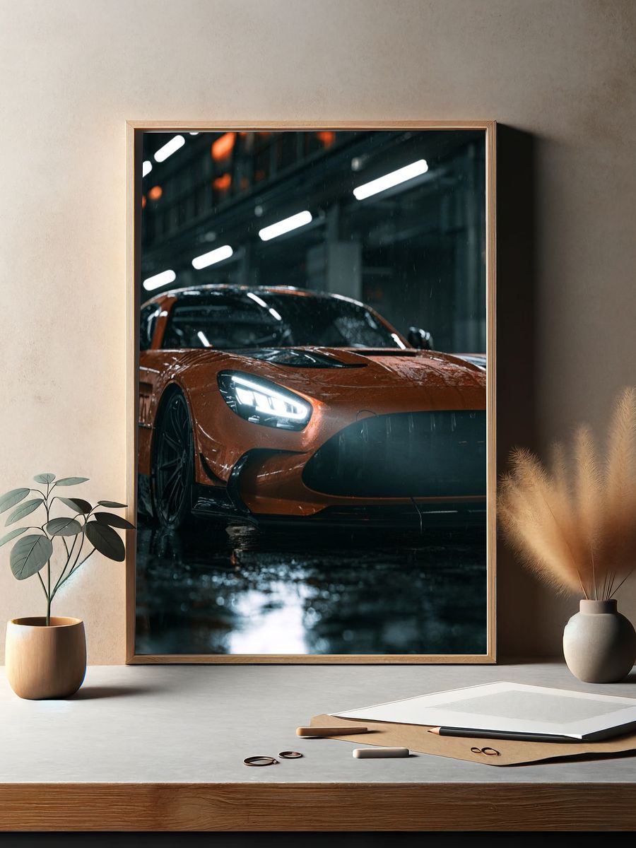 Orange Supercar Photography Poster. — room view 2