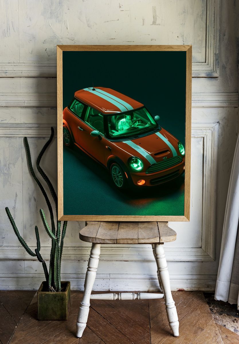 Mini Cooper Neon Drive Poster. — room view 1