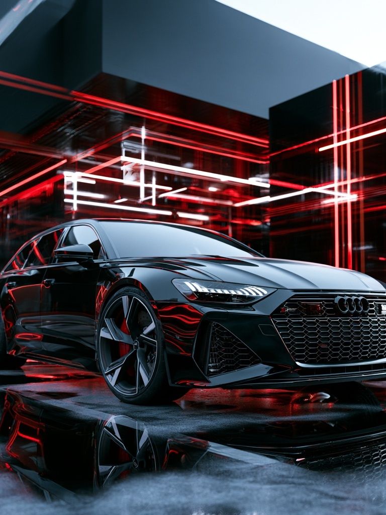 Audi Neon Garage Photography Poster. poster detail