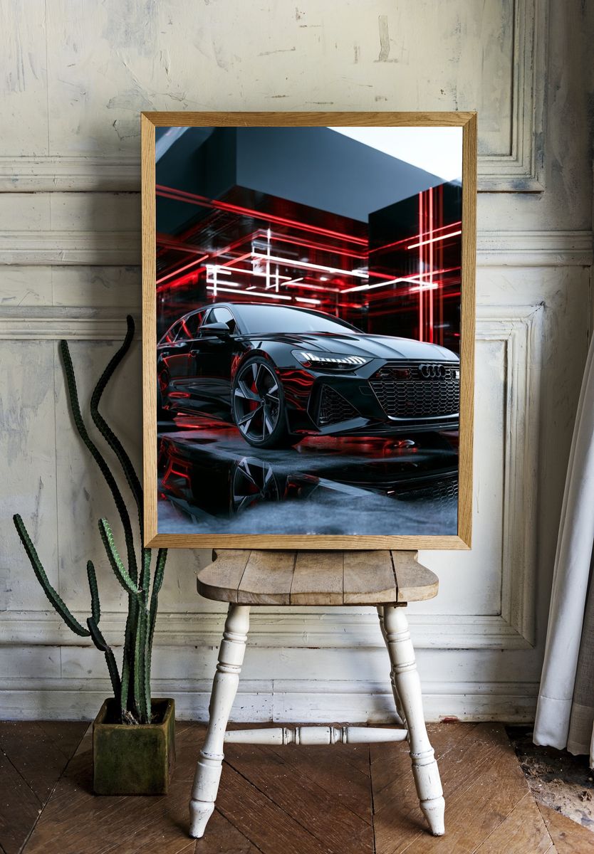 Audi Neon Garage Photography Poster. — room view 1
