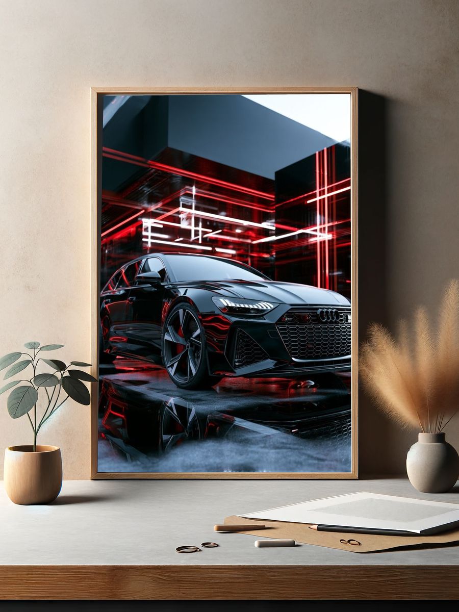 Audi Neon Garage Photography Poster. — room view 2