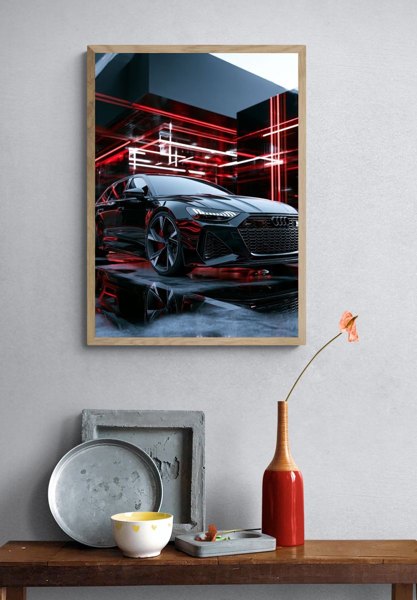 Audi Neon Garage Photography Poster. — room view 3
