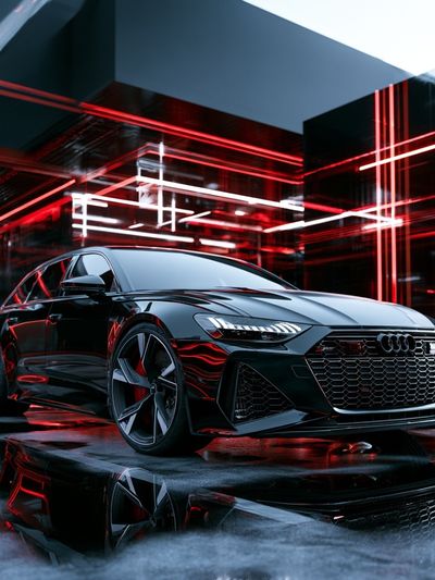 Audi Neon Garage Photography Poster. poster
