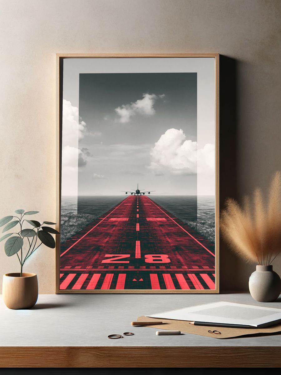 Runway 28 Airplane Photography Poster. — room view 2