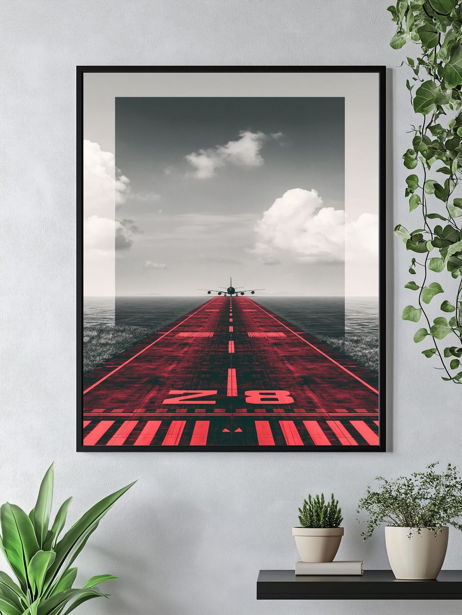 Runway 28 Airplane Photography Poster. — room view 4