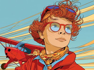Red-Haired Aviator Portrait Print. poster