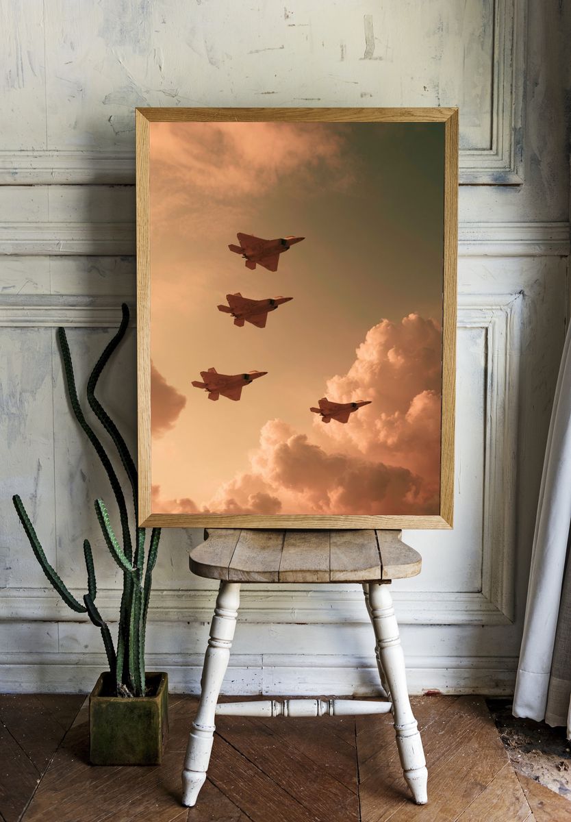 Fighter Jets at Sunset Poster. — room view 1