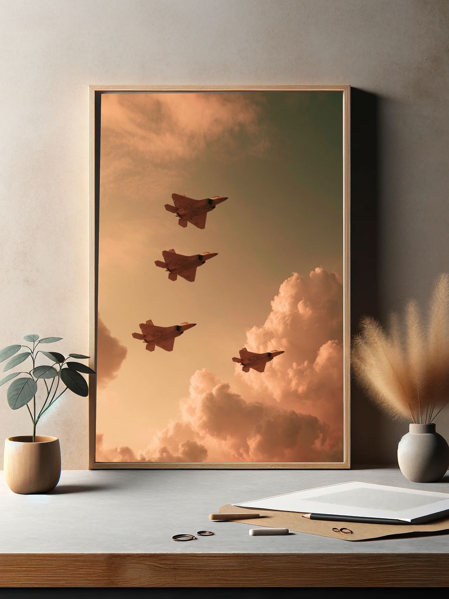 Fighter Jets at Sunset Poster. — room view 2