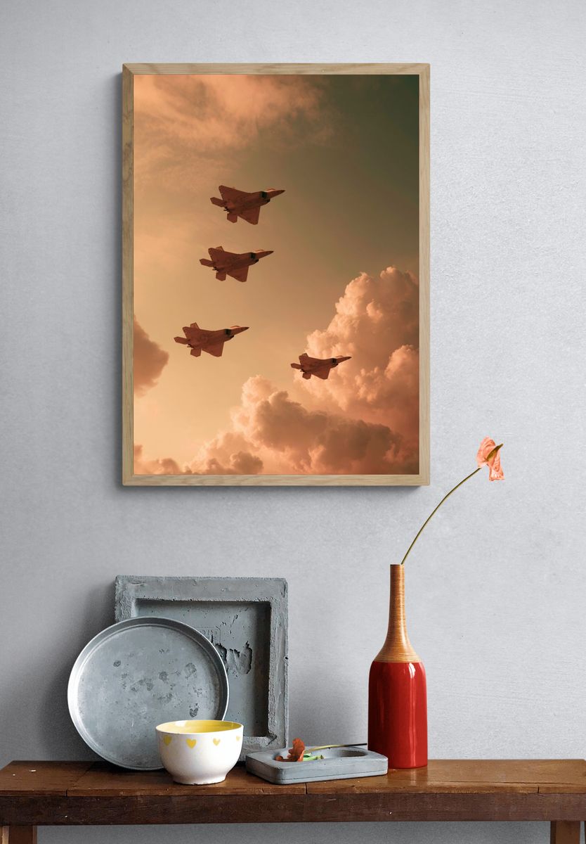 Fighter Jets at Sunset Poster. — room view 3