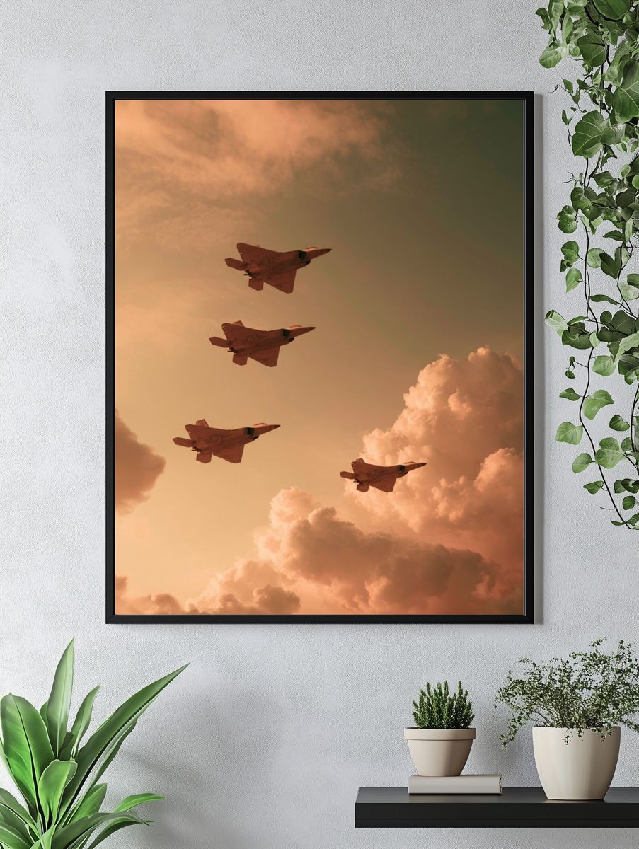 Fighter Jets at Sunset Poster. — room view 4