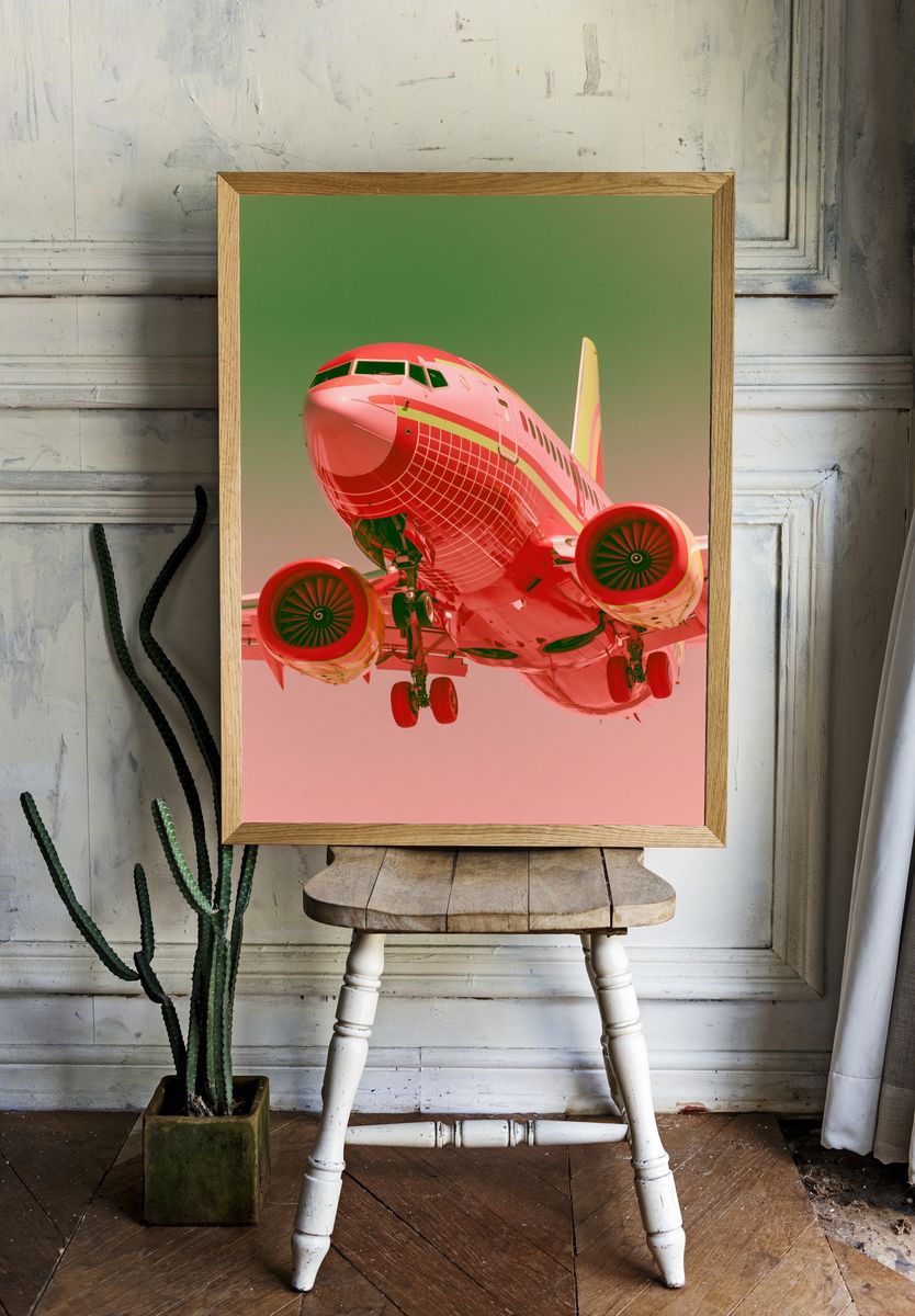 Retro Jet Airplane Photography Poster. — room view 1