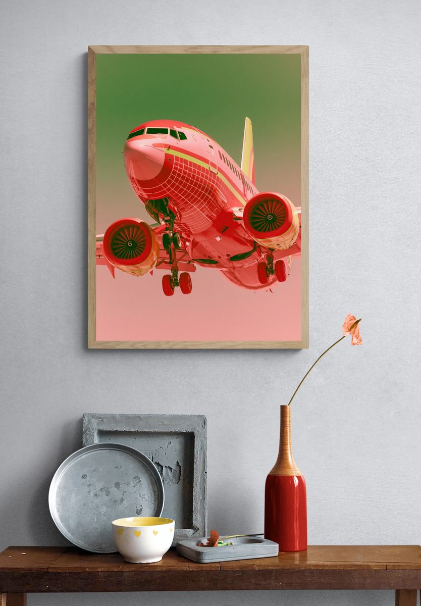 Retro Jet Airplane Photography Poster. — room view 3