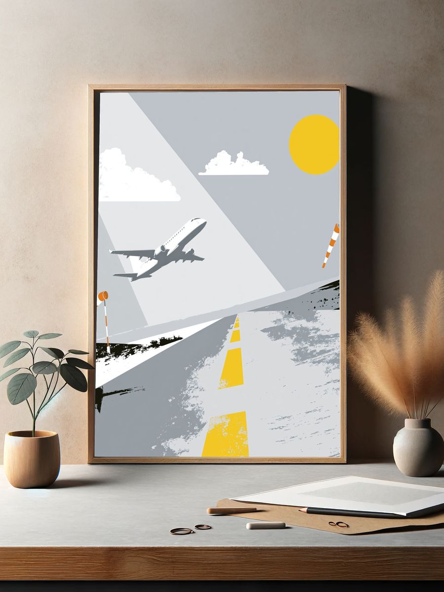 Airport Runway Minimalist Poster. — room view 2