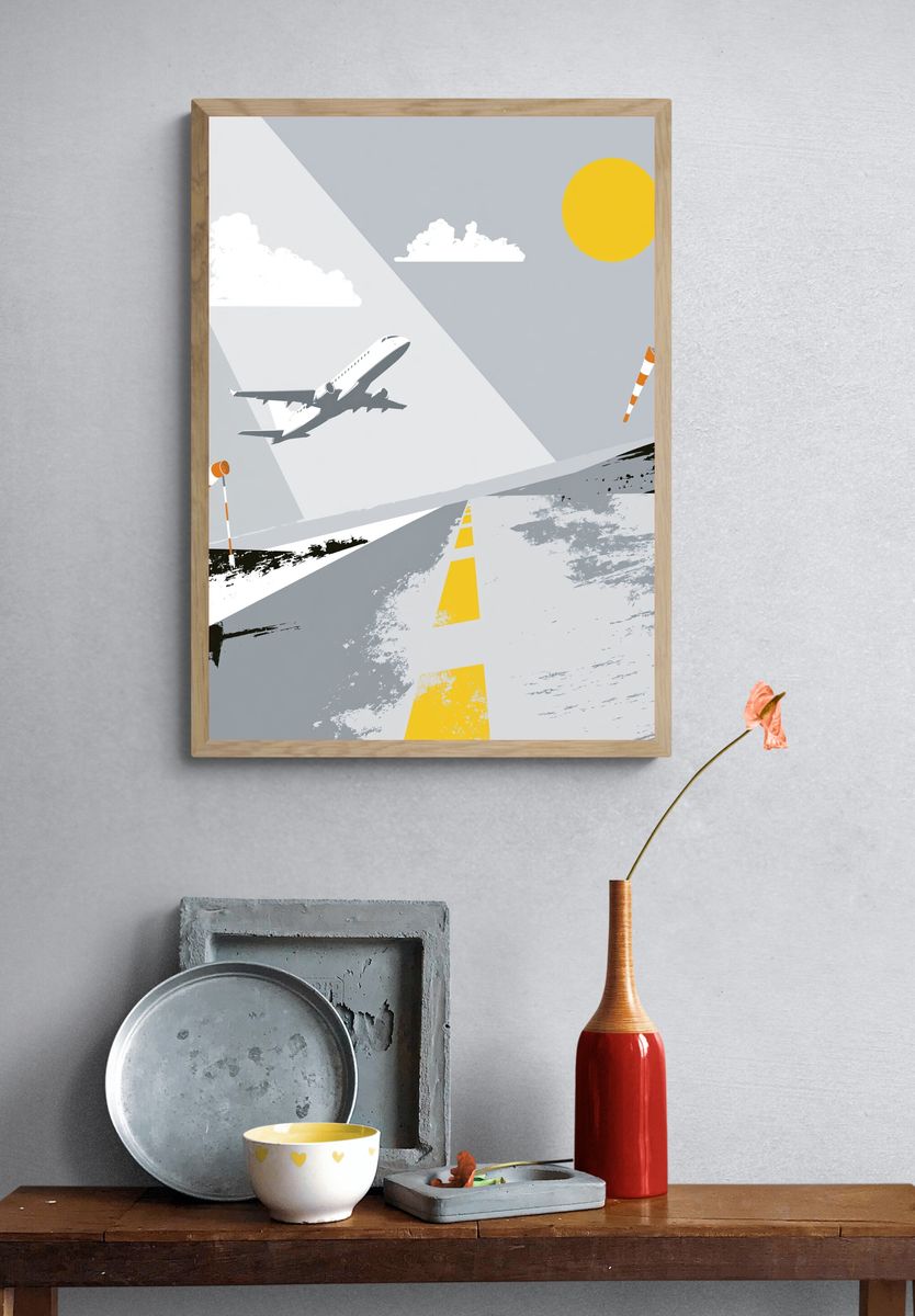 Airport Runway Minimalist Poster. — room view 3
