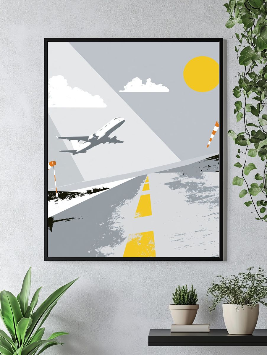 Airport Runway Minimalist Poster. — room view 4