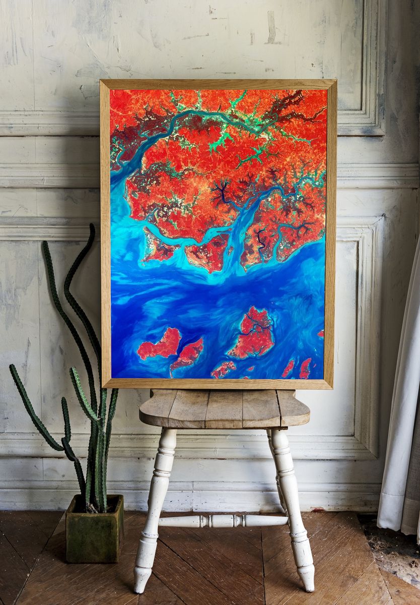 Vibrant Aerial Landscape — Abstract Print. — room view 1